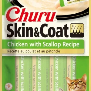 Inaba Cat Churu Puree Skin and Coat Chicken Scallop 2 oz. (6 ct)
