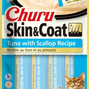 Inaba Cat Churu Puree Skin and Coat Tuna Scallop 2 oz-6 ct