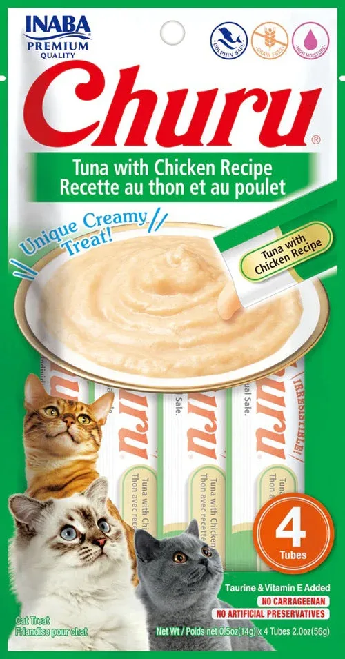 Inaba Cat Churu Puree Tuna Chicken 0.52 oz/6 ct