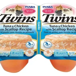 Inaba Cat Twin Cups Tuna Chicken Scallop, 2.46 oz (6 ct)