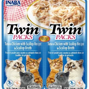 Inaba Cat Twin Pack Tuna Chicken in Scallop Broth, 2.08 oz (6 ct)