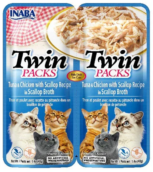 Inaba Cat Twin Pack Tuna Chicken in Scallop Broth, 2.08 oz (6 ct)