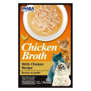 Inaba Chicken Broth Side Dish for Cats - Single-Protein Chicken, 1.76 oz each, Case of 8