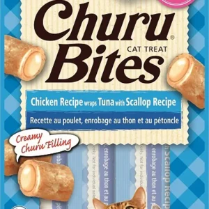 Inaba Churu Bites Chicken Wrap with Tuna & Scallop Filling Cat Treats 6 ct/1.05 oz