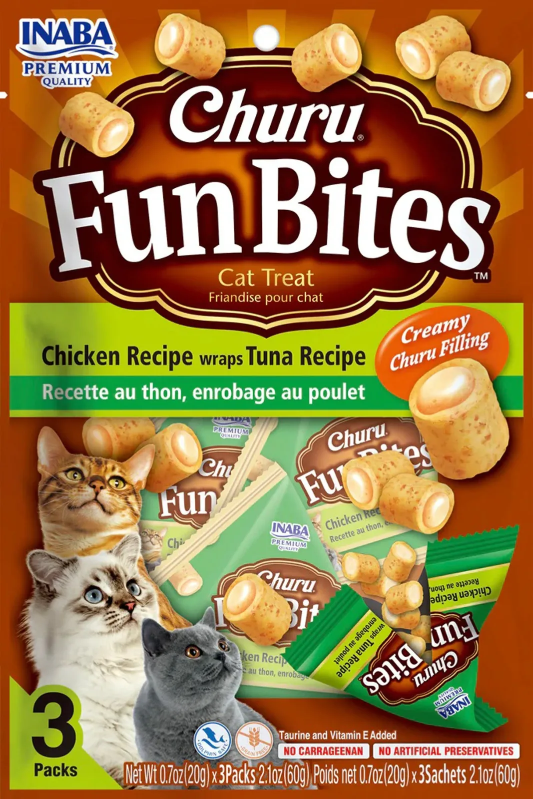 Inaba Churu Fun Bites 2.1 oz. Chicken Wraps Tuna (3 ct)