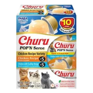 Inaba Churu Pop'N Serve Lickable Cat Treats - Chicken Variety Pack, 12.3 oz