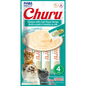 Inaba Churu Puree Cat Treats Chicken/Crab, 0.5 oz each, Case of 24