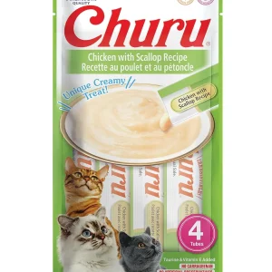 Inaba Churu Puree Cat Treats Chicken/Scallop, 0.5 oz each, Case of 24