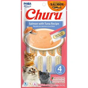 Inaba Churu Puree Cat Treats Salmon/Tuna, 0.5 oz each, Case of 24