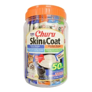 Inaba Churu Puree Cat Treats Variety Pack Skin/Coat, 0.5 oz each, Case of 50