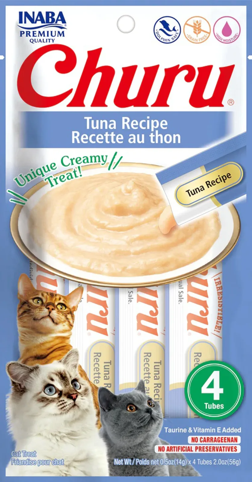 Inaba Churu Puree Cat Treats - Wild Tuna, 0.52 oz Tubes, 6 ct