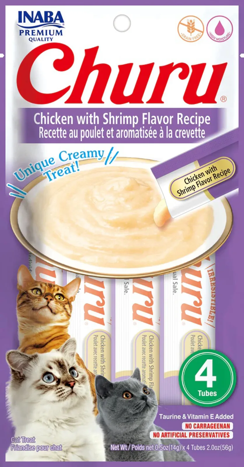 Inaba Churu Puree Chicken & Shrimp Lickable Cat Treats 6 ct/0.52 oz