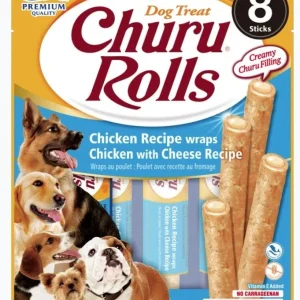 Inaba Churu Rolls Dog Treat Chicken Recipe wraps Chicken with Cheese Recipe