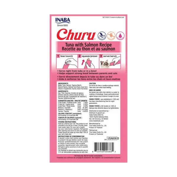 Inaba Churu Tuna with Salmon Puree Lickable Cat Treat, 4ct - Image 2