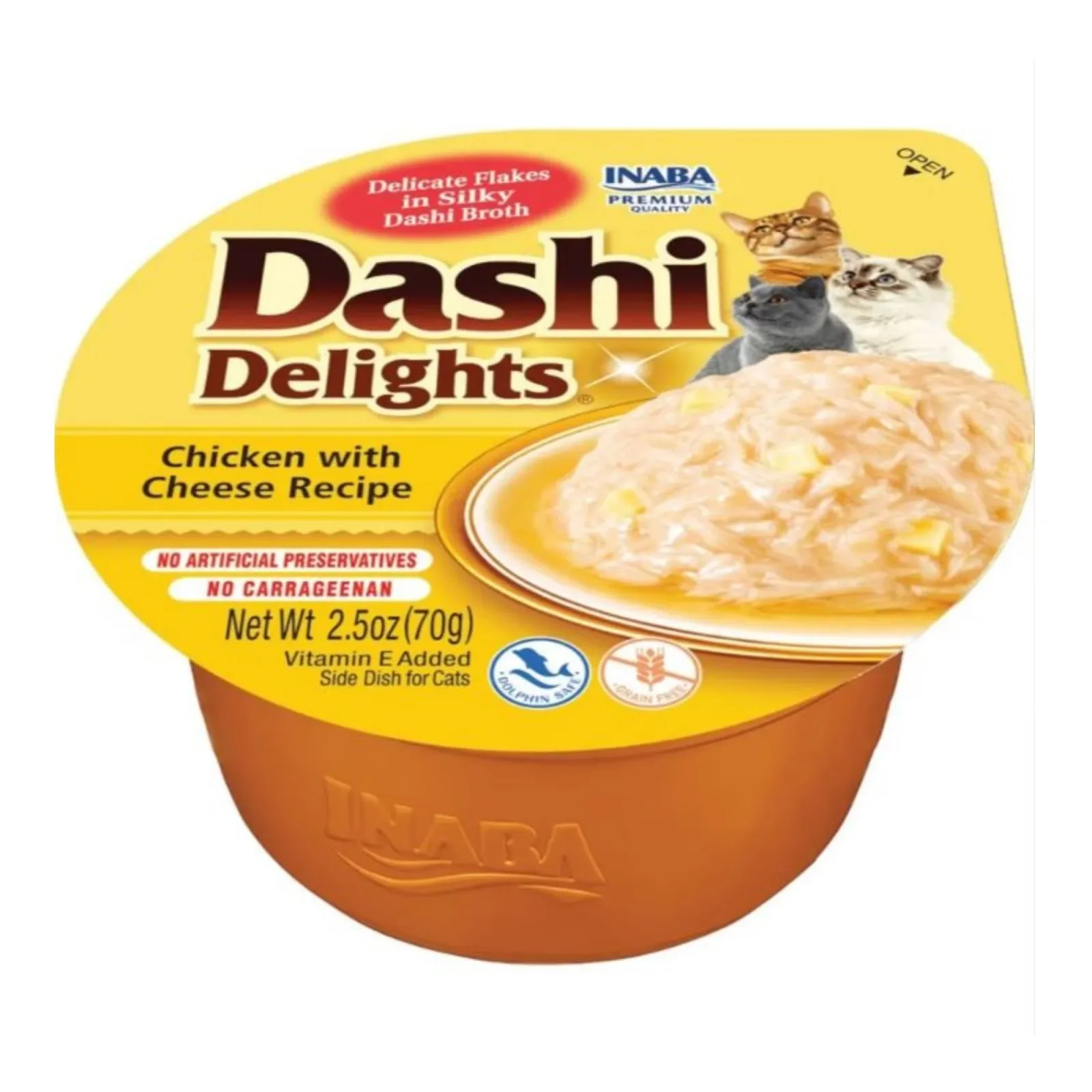 Inaba Dashi Delights Cat Food Topper - Chicken and Cheese Flakes in Broth, 2.5 oz