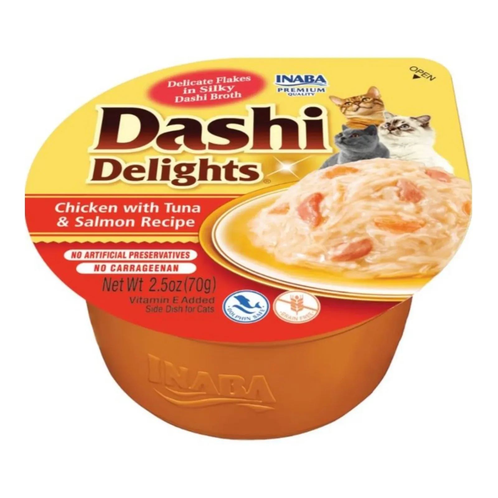 Inaba Dashi Delights Cat Food Topper - Chicken, Tuna and Salmon Flakes in Broth, 2.5 oz