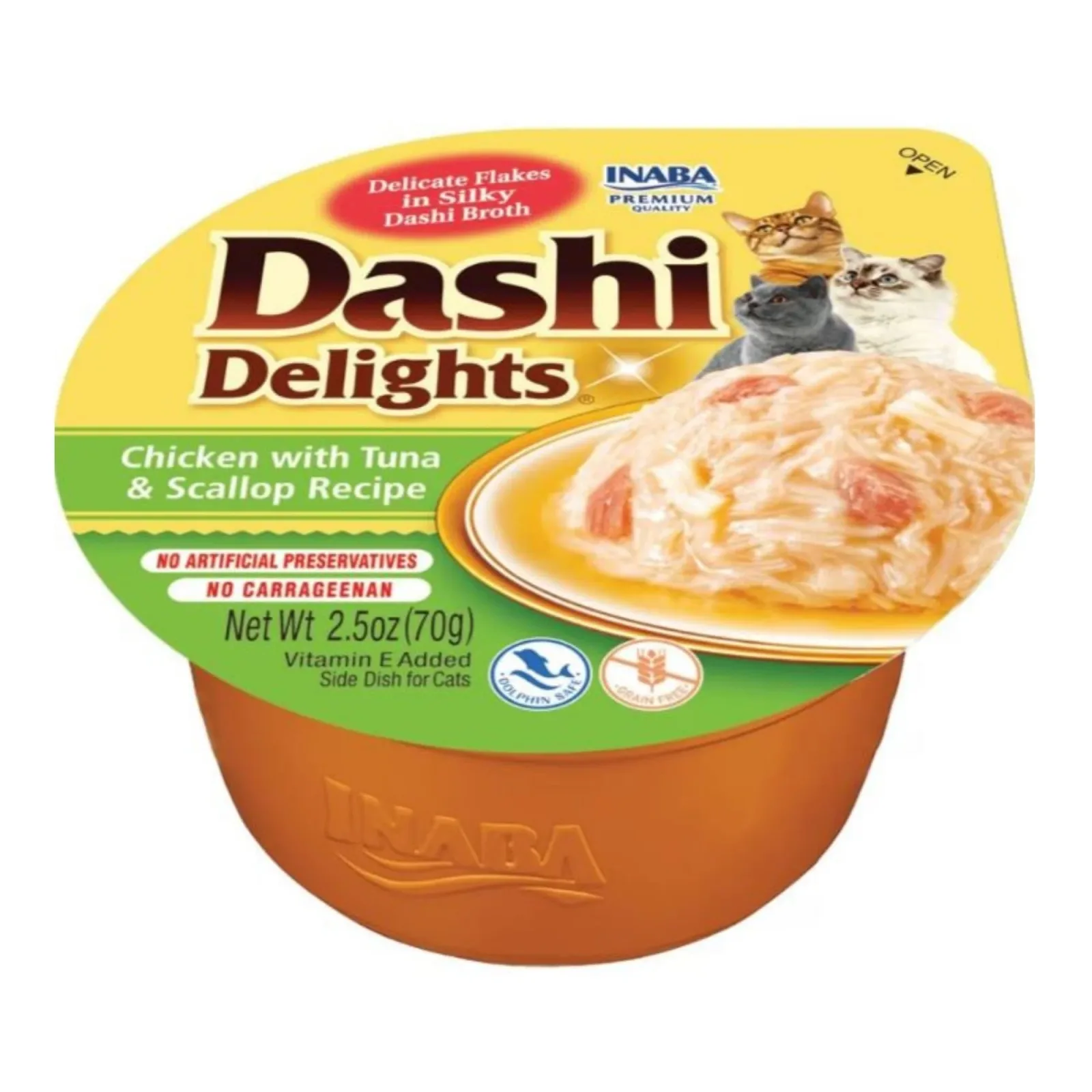 Inaba Dashi Delights Cat Food Topper - Chicken, Tuna and Scallop Flakes in Broth, 2.5 oz