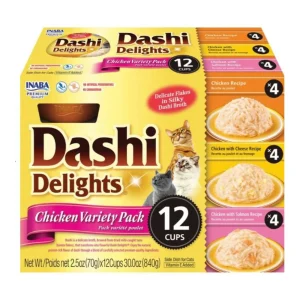Inaba Dashi Delights Cat Food Topper - Chicken Variety Pack, 2.5 oz each, Case of 12
