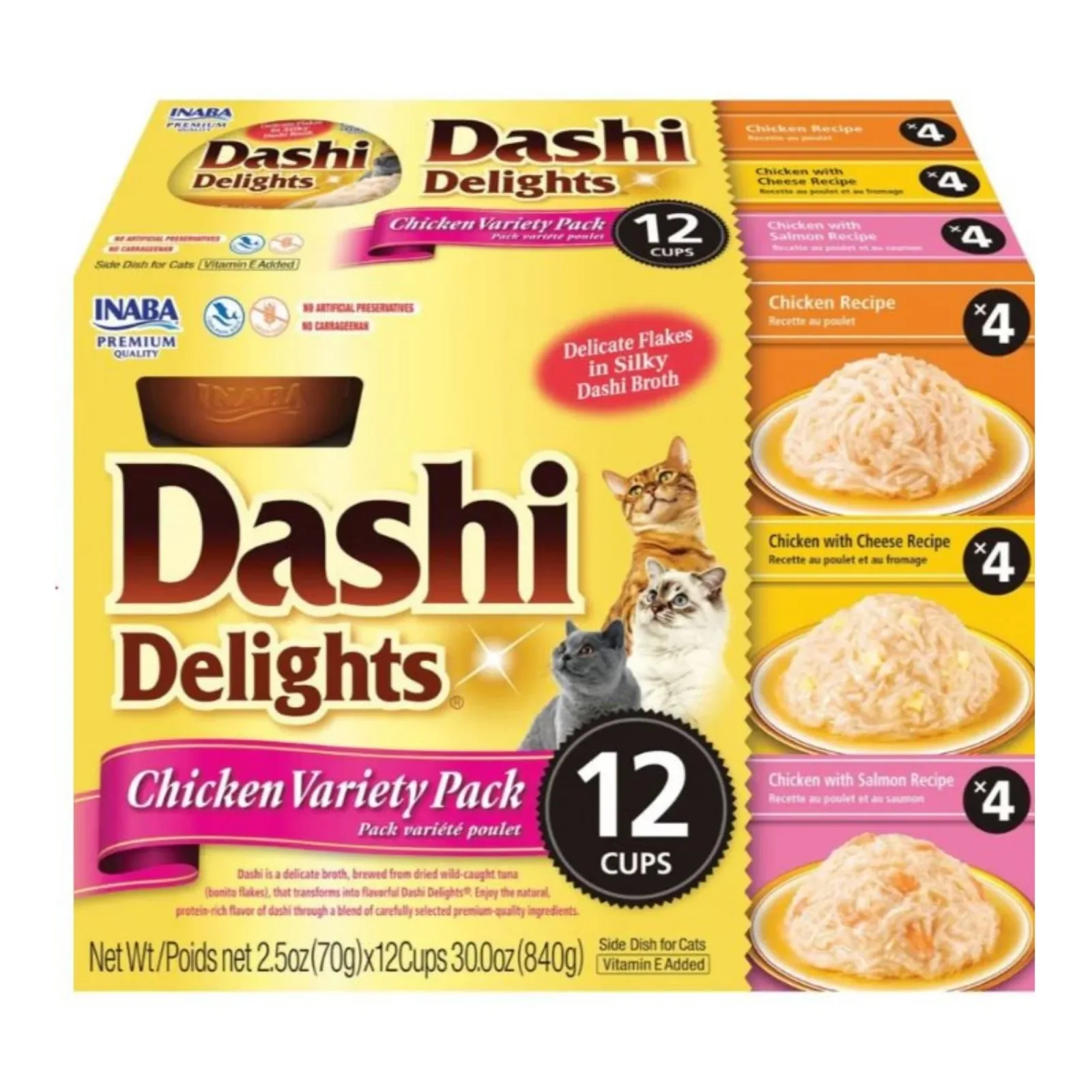 Inaba Dashi Delights Cat Food Topper - Chicken Variety Pack, 2.5 oz each, Case of 12