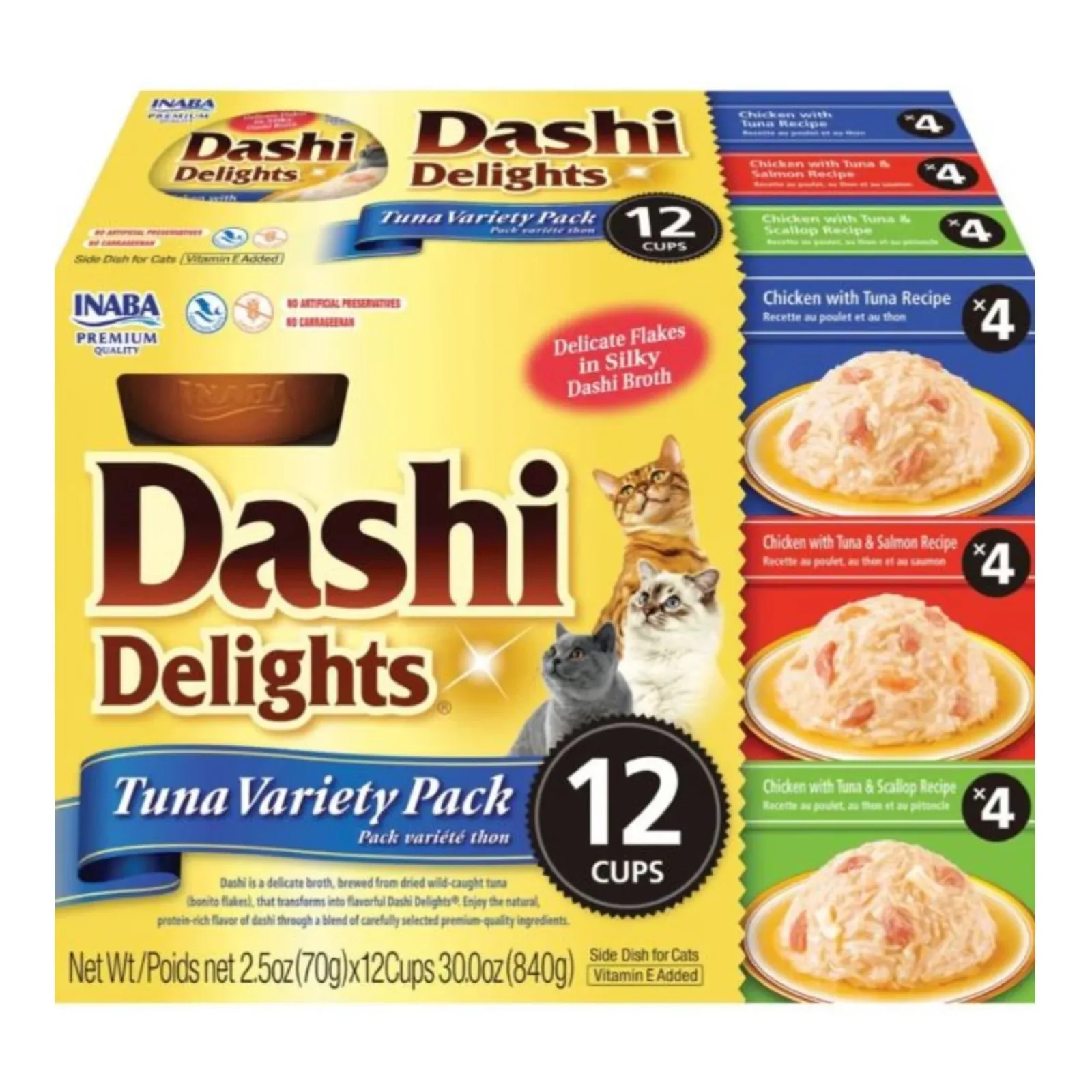 Inaba Dashi Delights Cat Food Topper - Tuna Variety Pack, 2.5 oz each, Case of 12