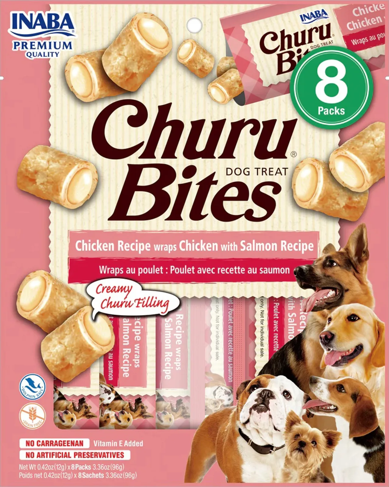Inaba Dog Churu Bites Chicken Salmon Wraps 6 ct/3.36 oz