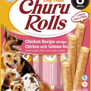 Inaba Dog Churu Rolls Chicken Small Almon Wraps 6 ct/3.36 oz