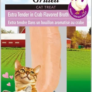Inaba Grilled Fillet Extender Cat Treats - Chicken in Crab Broth, 0.9 oz, 6 ct