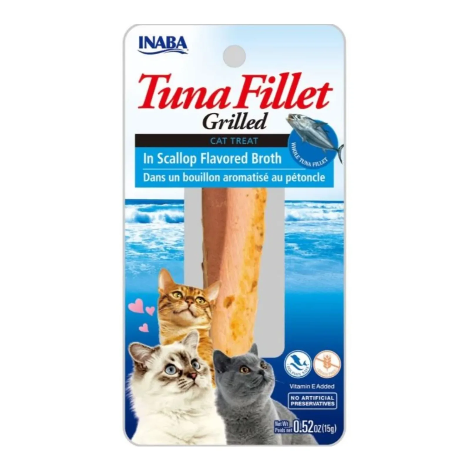 Inaba Grilled Tuna Fillet Cat Food Topper - Scallop Broth, 0.52 oz, 6 ct