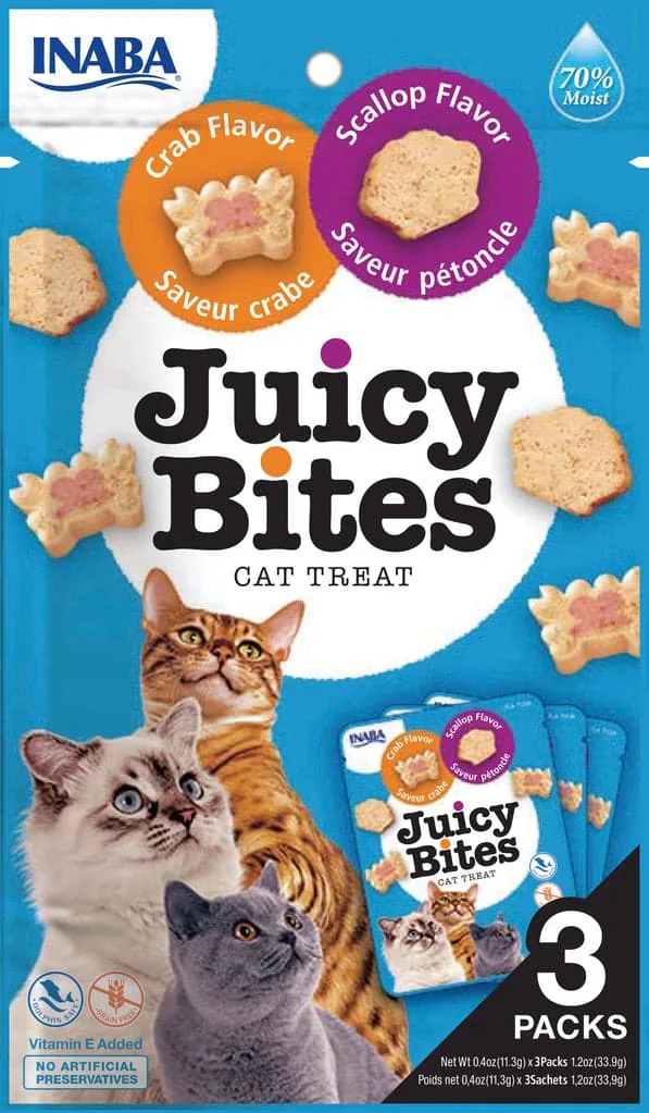 Inaba Juicy Bites Cat Treats Scallop/Crab .4 oz. 3 ct 6 ct