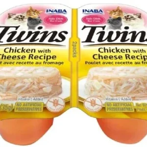 Inaba Twins Cat Food Topper - Chicken and Cheese in Gelée, 1.23 oz, 2 ct