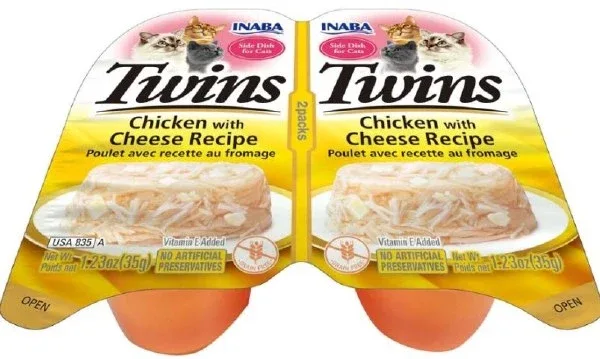 Inaba Twins Cat Food Topper - Chicken and Cheese in Gelée, 1.23 oz, 2 ct