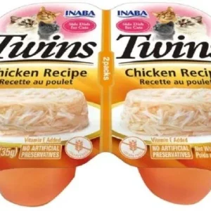 Inaba Twins Cat Food Topper - Shredded Chicken in Gelée, 1.23 oz, 2 ct