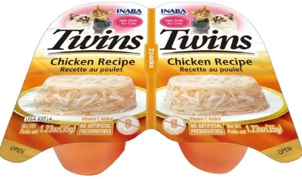 Inaba Twins Cat Food Topper - Shredded Chicken in Gelée, 1.23 oz, 2 ct