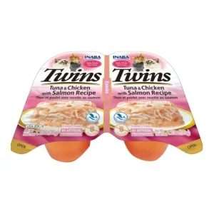 Inaba Twins Cat Food Topper - Tuna, Chicken and Salmon in Gelée, 1.23 oz, 2 ct