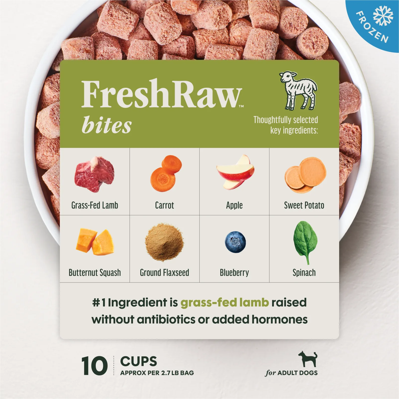 Instinct FreshRaw Bites Grass-Fed Lamb Recipe for Adult Dogs, 2.7lbs - Image 2