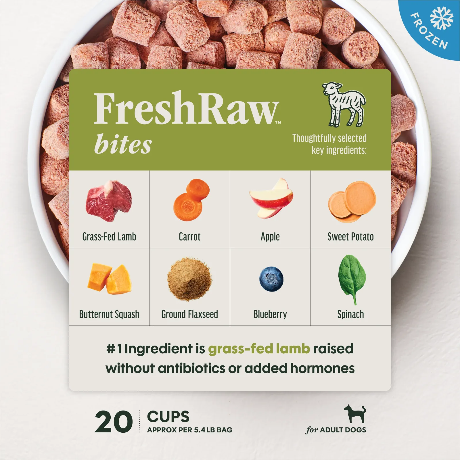 Instinct FreshRaw Bites Grass-Fed Lamb Recipe for Adult Dogs, 5.4lbs - Image 2