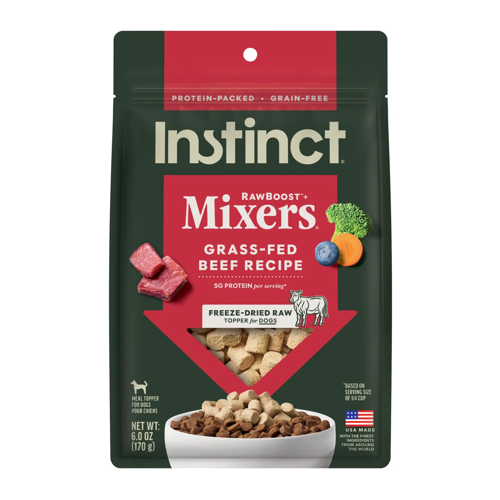 Instinct Raw Boost Mixers Beef Freeze-Dried Dog Food Topper, 6 oz. Bag