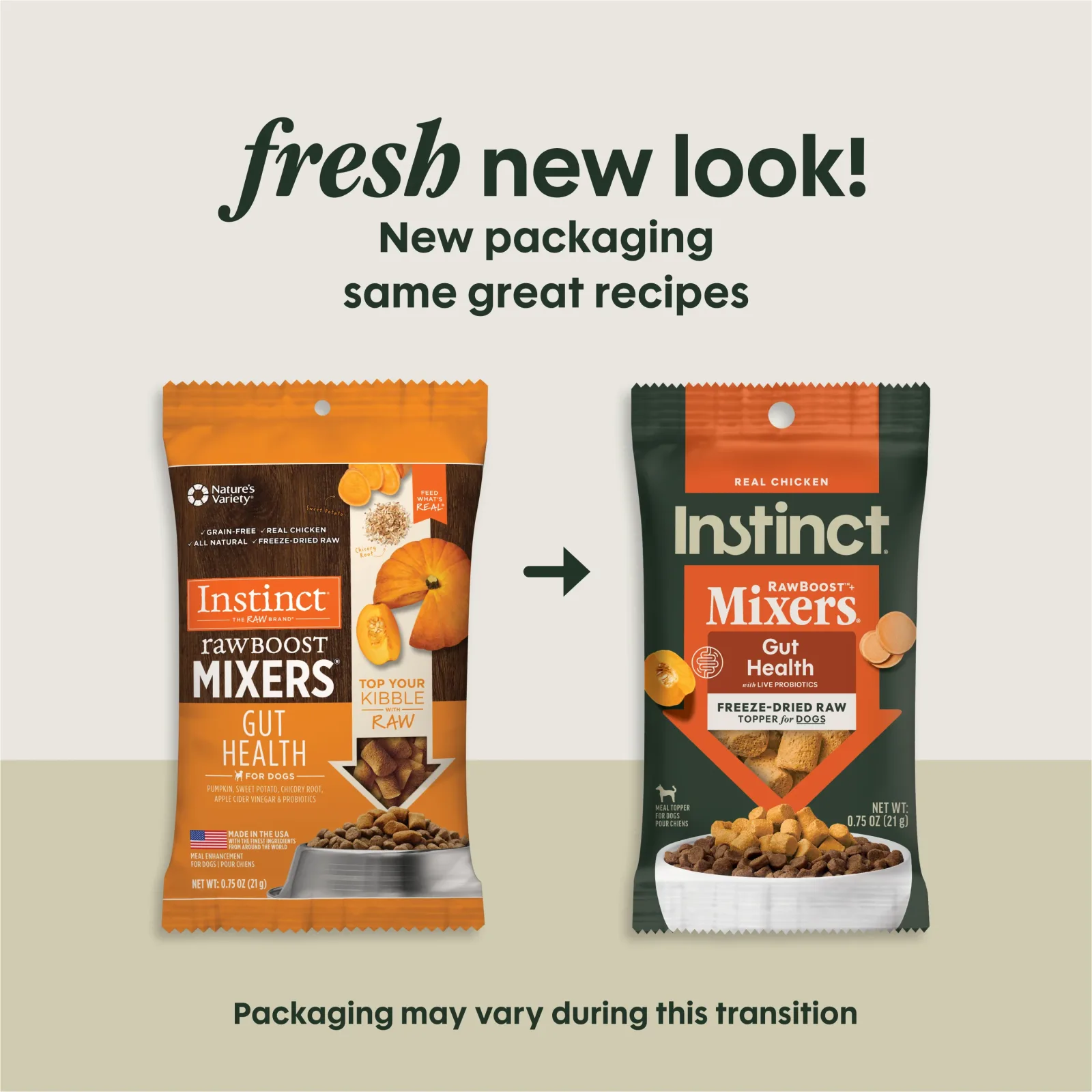 Instinct Raw Boost Mixers Gut Health Freeze-Dried Dog Food Topper, 0.75 oz. Bag - Image 2
