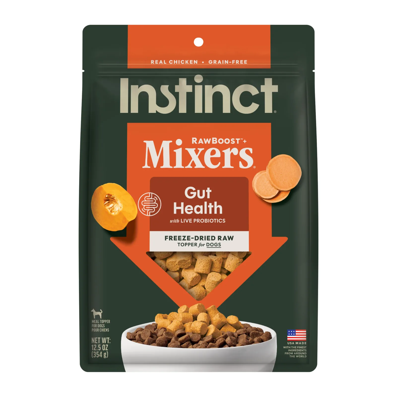 Instinct Raw Boost Mixers Gut Health Freeze-Dried Dog Food Topper, 12.5 oz. Bag