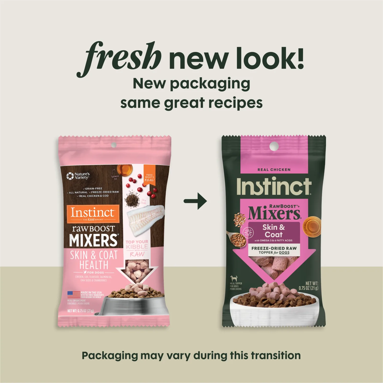 Instinct Raw Boost Mixers Skin & Coat Health Freeze-Dried Dog Food Topper, 0.75 oz. Bag - Image 2