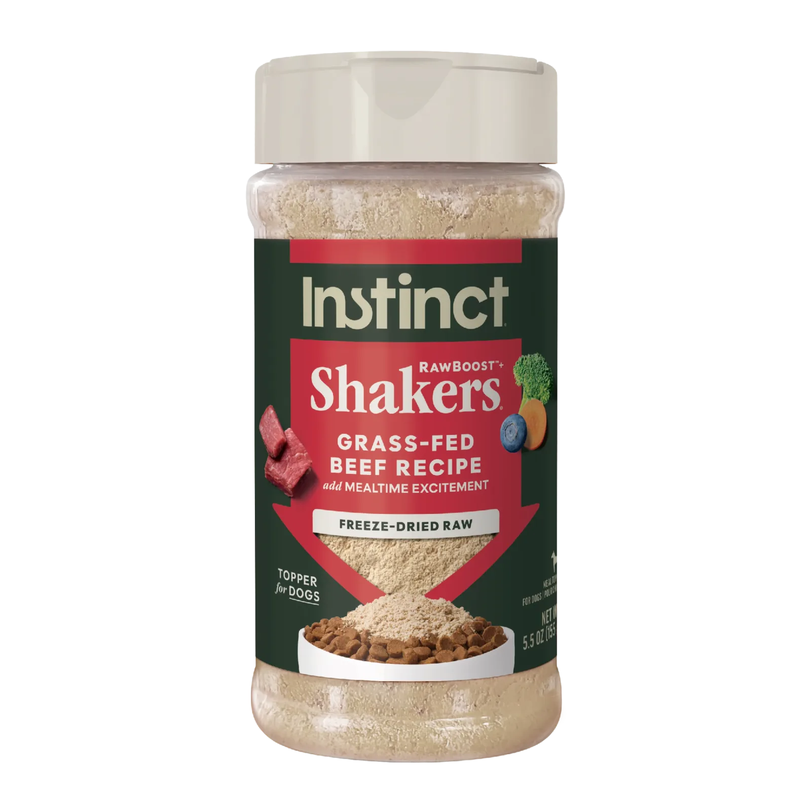 Instinct Raw Boost Shakers Beef Freeze-Dried Dog Food Topper, 5.5 oz. Bottle