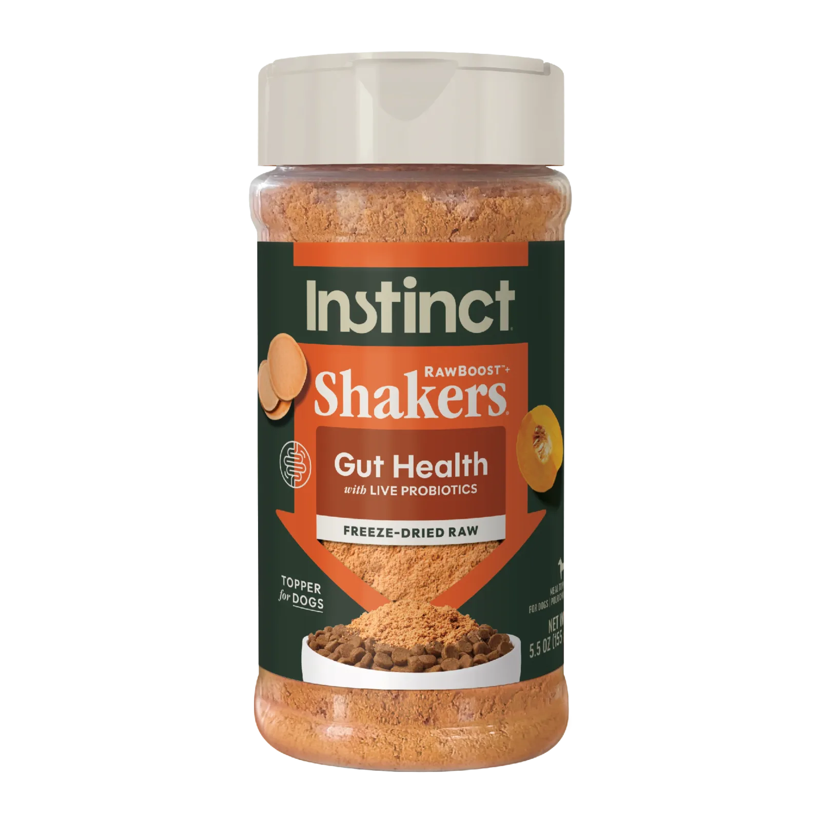 Instinct Raw Boost Shakers Gut Health Freeze-Dried Dog Food Topper, 5.5 oz. Bottle
