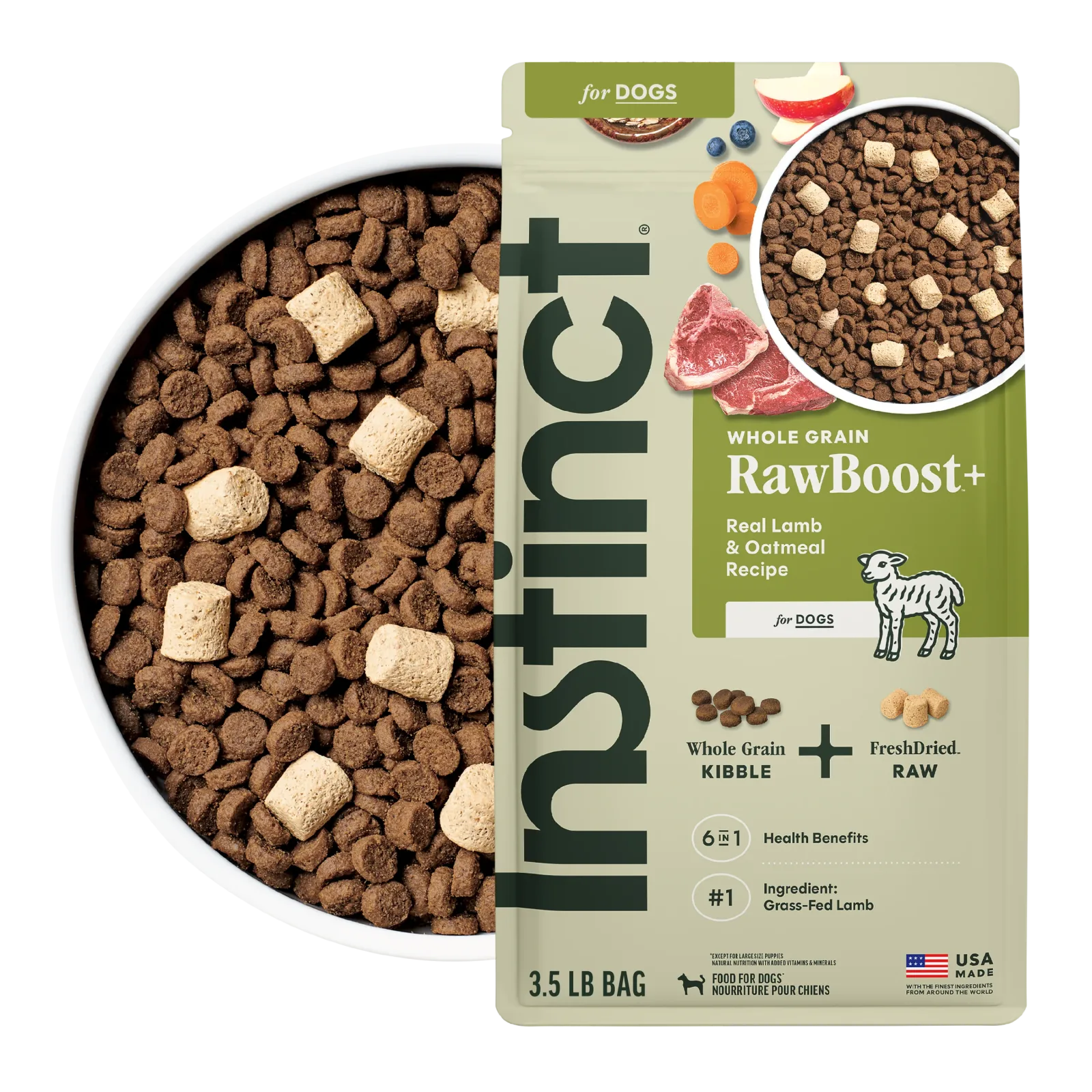 Instinct Raw Boost Whole Grain Lamb & Oatmeal Dry Dog Food, 3.5 lb. Bag