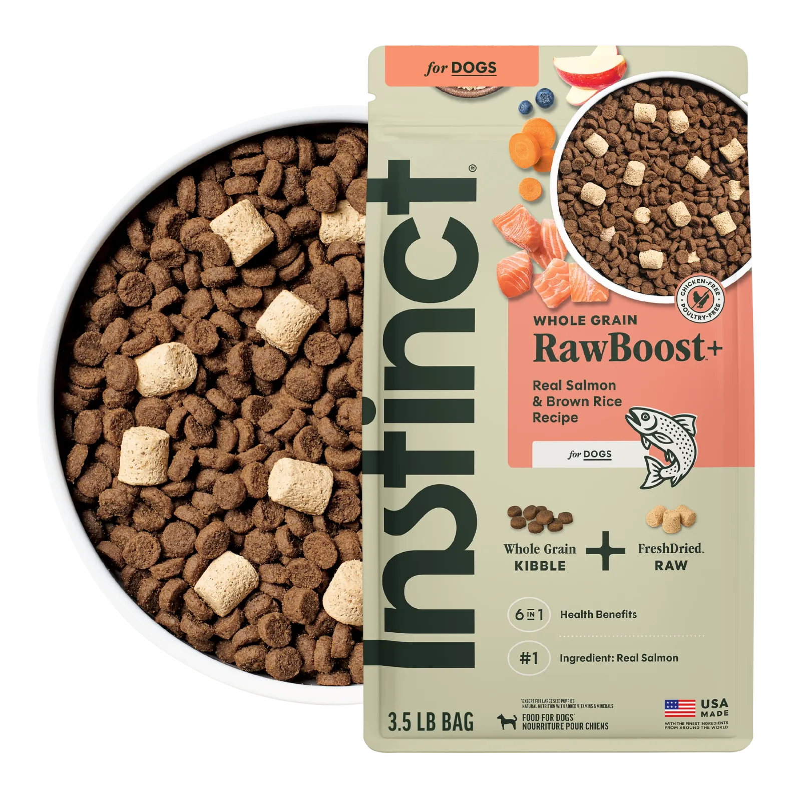 Instinct Raw Boost Whole Grain Salmon & Brown Rice Dry Dog Food, 3.5 lb. Bag