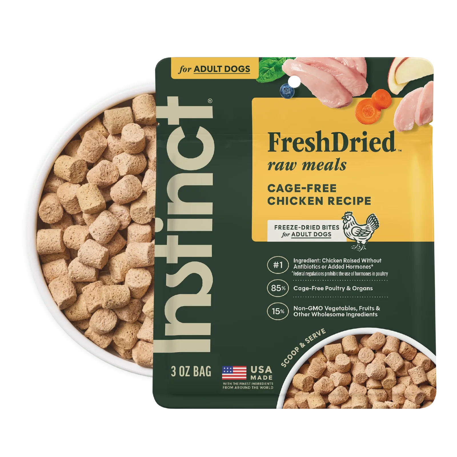 Instinct Raw Meals Freeze-Dried Chicken Dog Food, 3 oz. Bag