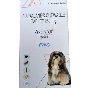 Intas Aventix 250mg (Fluralaner) Chewable Tick & Flea Tablets for Dogs between 4.5 to 10kg