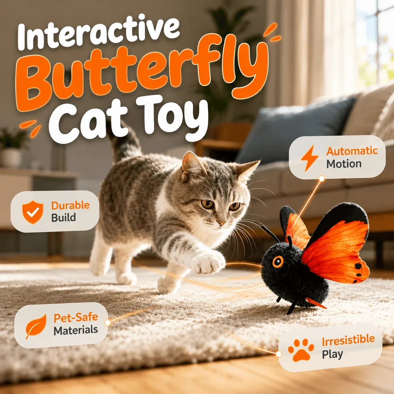 Interactive Automatic Butterfly Teaser for Indoor Cats - Image 2