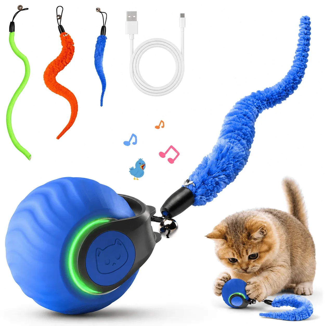 Interactive Automatic Cat Toy with Bird Sounds & 3 Speed Modes - Image 2