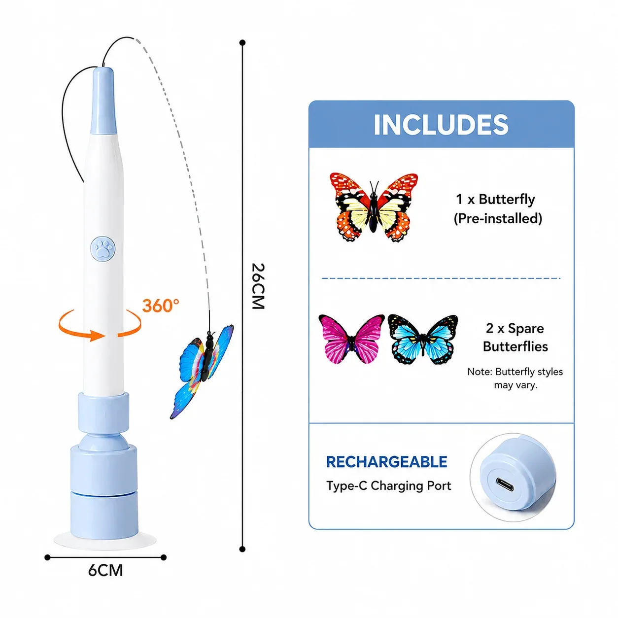 Interactive Butterfly Cat Toy – Automatic 360° Rechargeable Self-Play Teaser - Image 2