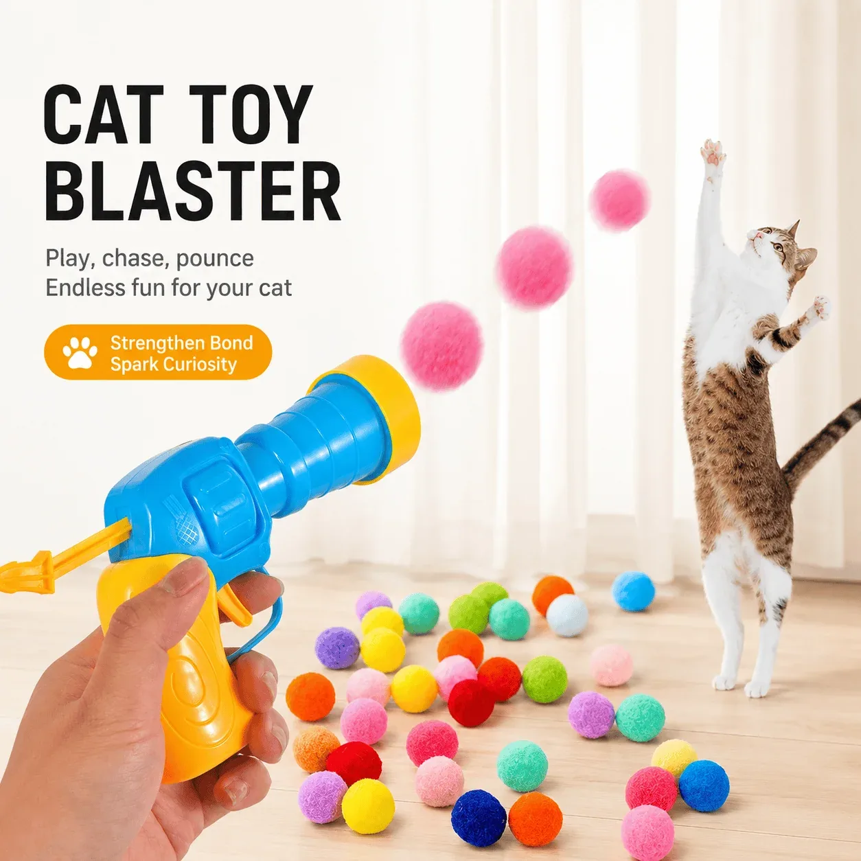 Interactive Cat Fetch Toy with Launcher Gun - Image 2